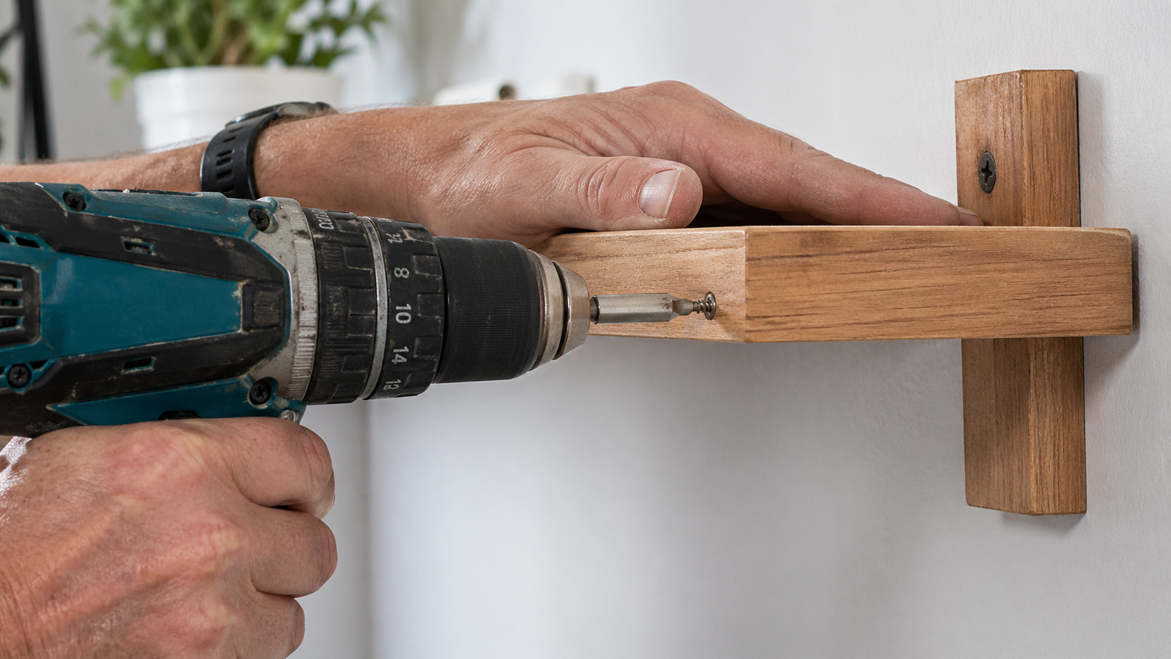 Installing shelves in a Manly home
